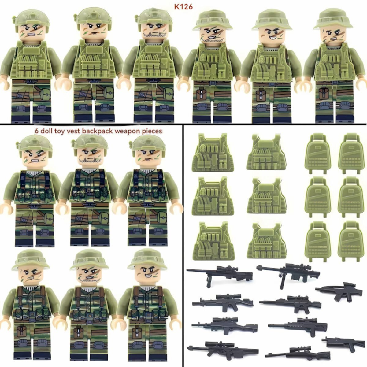 NWJ Children's Building Block Soldier Ghost Camouflage Special Forces Figures Set 1- Military Toy Collection NWJ