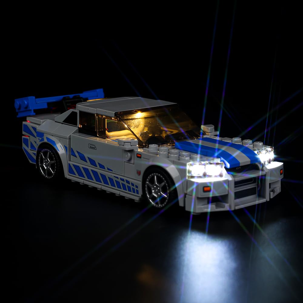 Kyglaring LED Light Kit Designed for Lego 2 Fast 2 Furious Nissan Skyline GT-R (R34) 76917 Race Car Adult Model Building Kit - (Not Model) KYGLARING