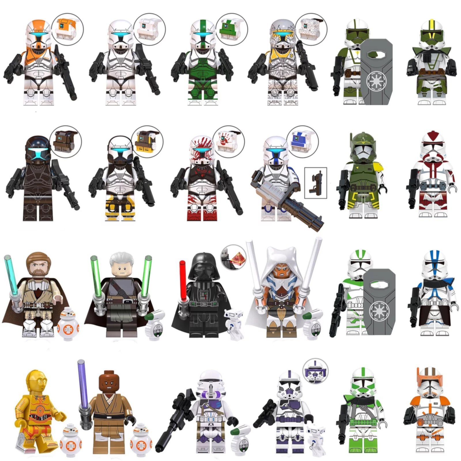 24 Pcs Star Wars Action Figures Building Blocks Toys Set, Collectible 1.77 Inchs Voca Commander Cody, Gift for Kids Fans of Super Hero Building Toys Ganavi