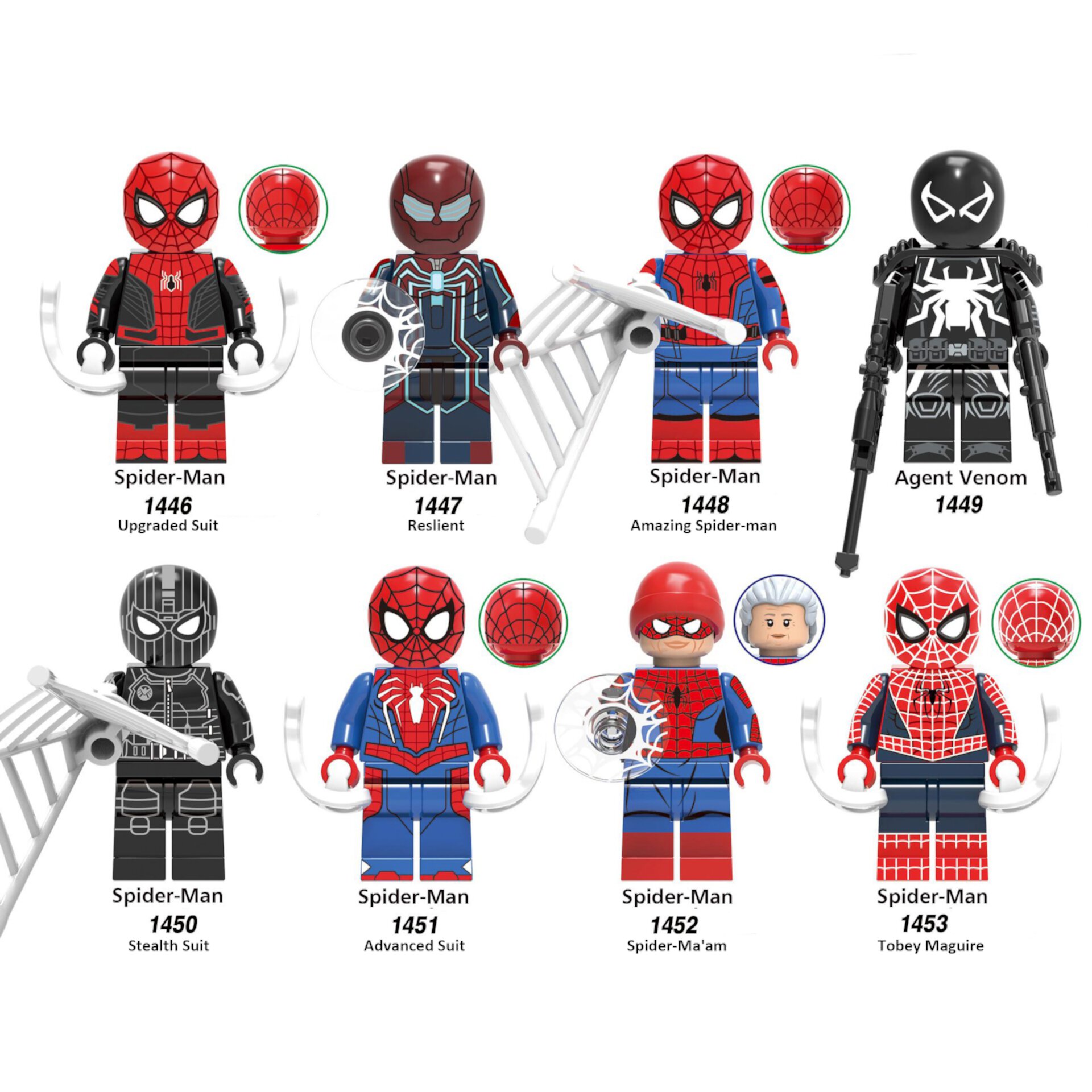 Spider man Custom Building Block Minifigures x 8 Set 2 Toybuy