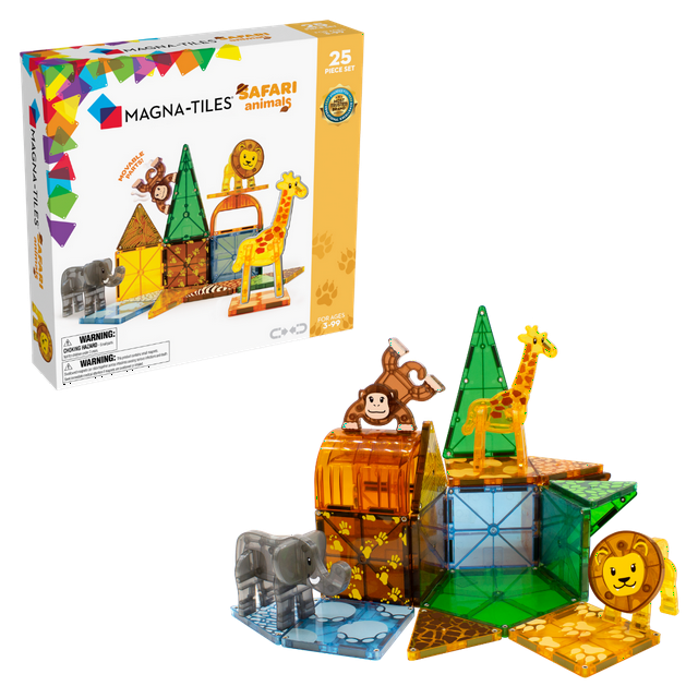 MAGNA-TILES Safari Animals 25-Piece Magnetic Construction Set, Ages 3+ Magna-Tiles