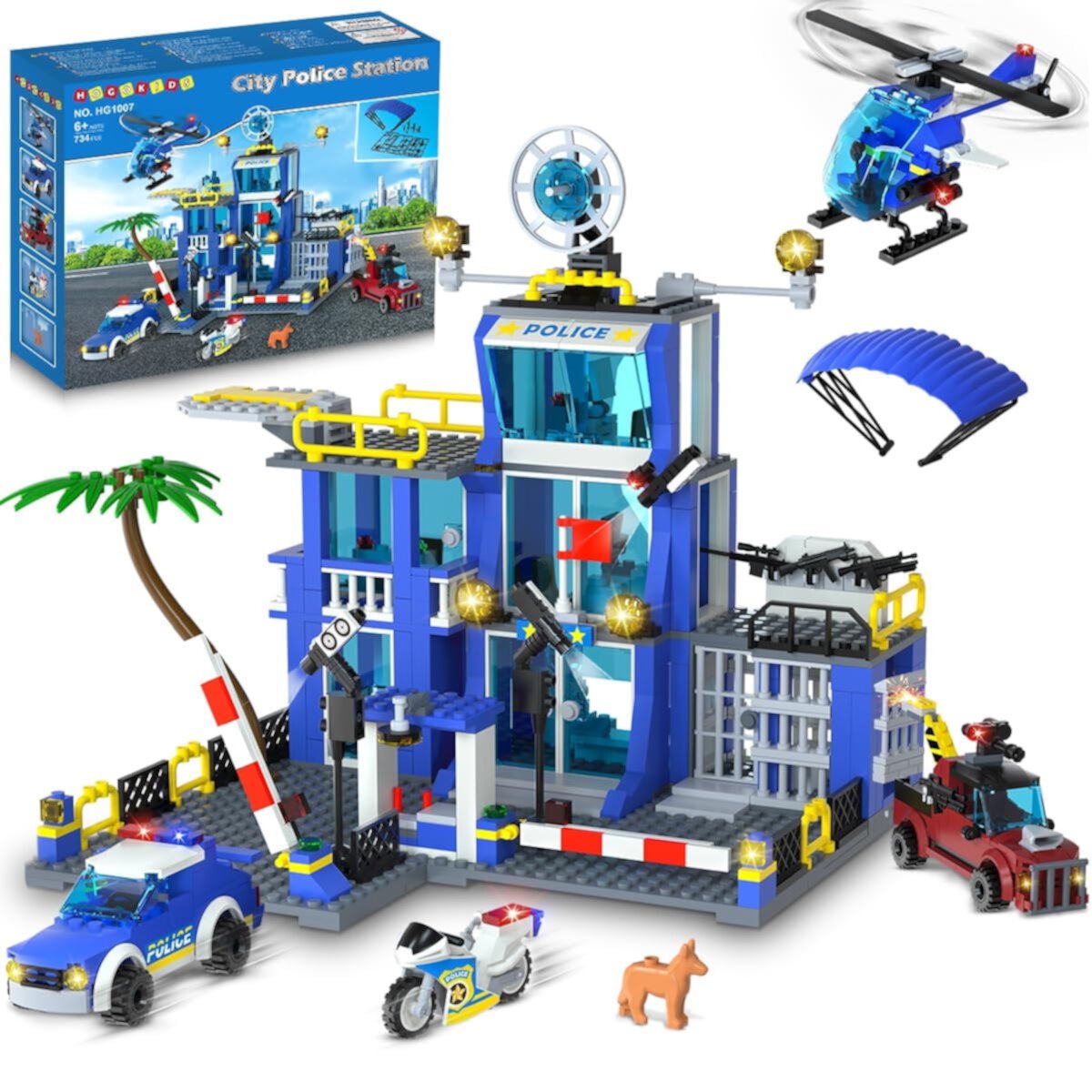 HogoKids City Police Station Building Sets, 734 Pcs Police Playset Gift for Kids Aged 8-12+ HogoKids