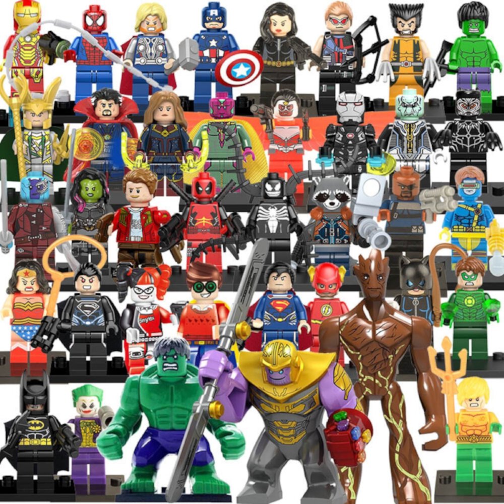 38 Pcs Action Figures Building Blocks Toys Set, Collectible 1.77-4.3 Inchs Iron Man Hulk Minifigures Building Kits Awesome Gift for Kids Fans of Super Hero Building Toys Unbrand