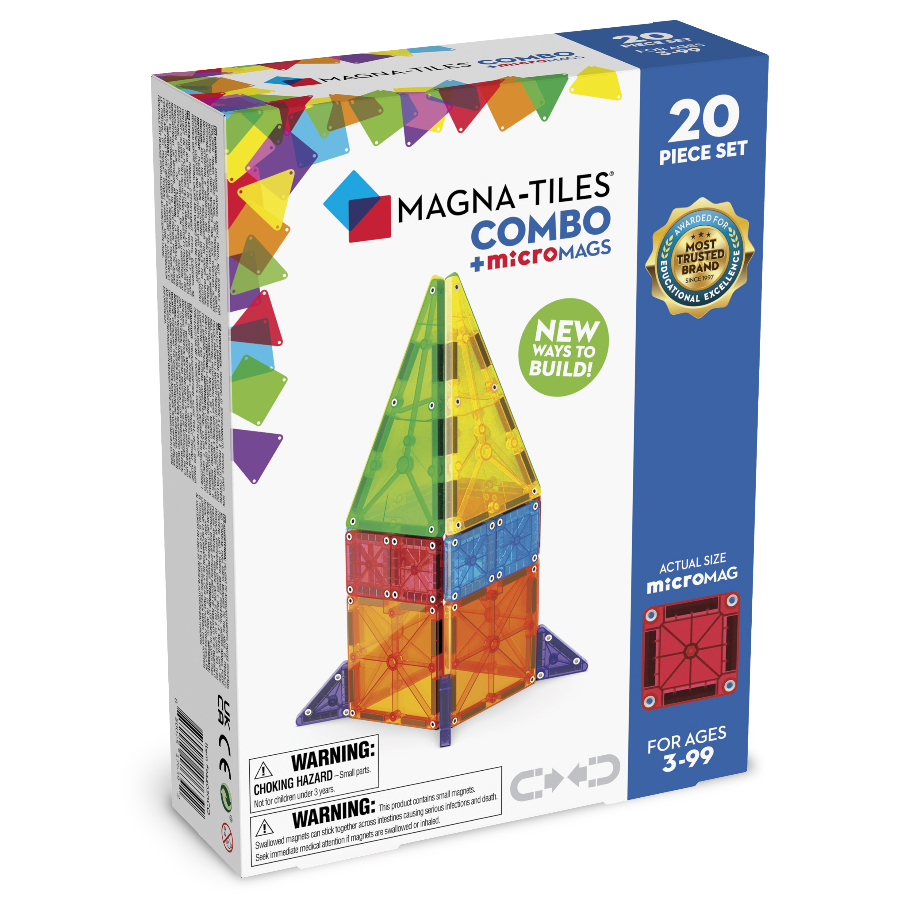 Magna-Tiles Combo 20-Piece Magnetic Construction Set, the Original Magnetic Building Brand Magna-Tiles