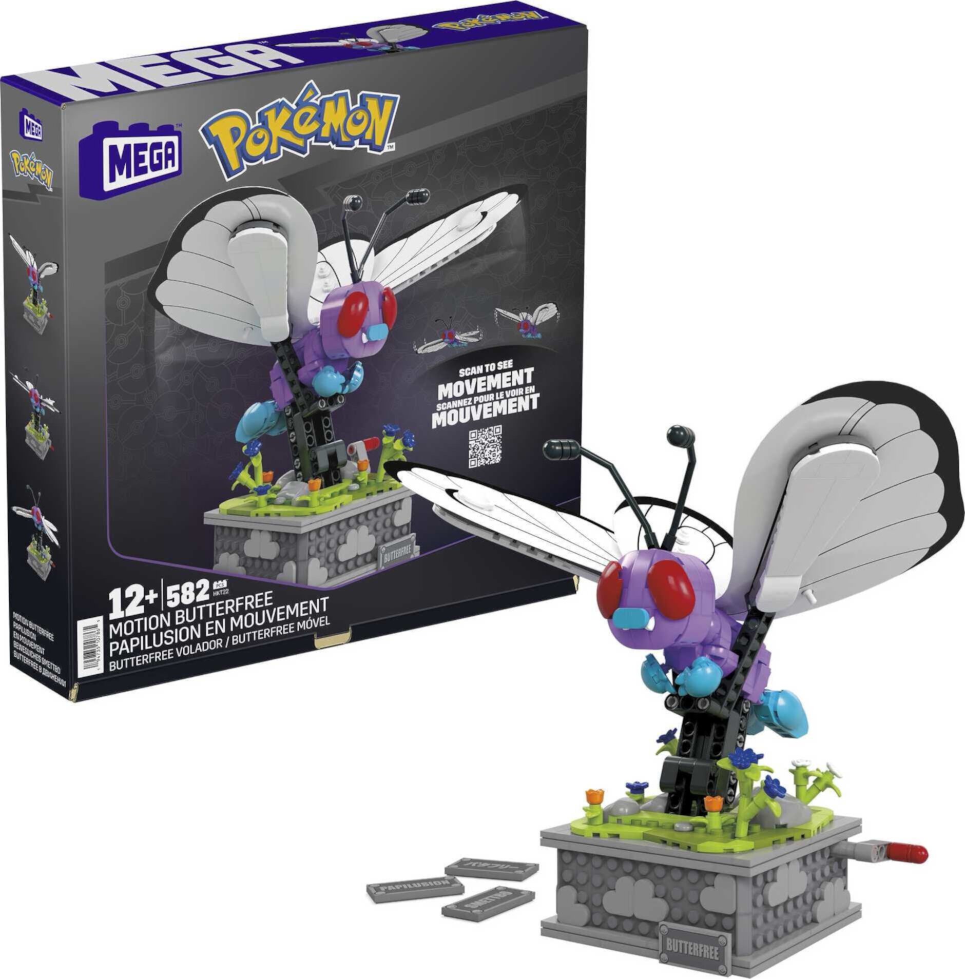 MEGA Pokemon Motion Butterfree with Motion Brick Building Set for Collectors (605 pcs) Mega