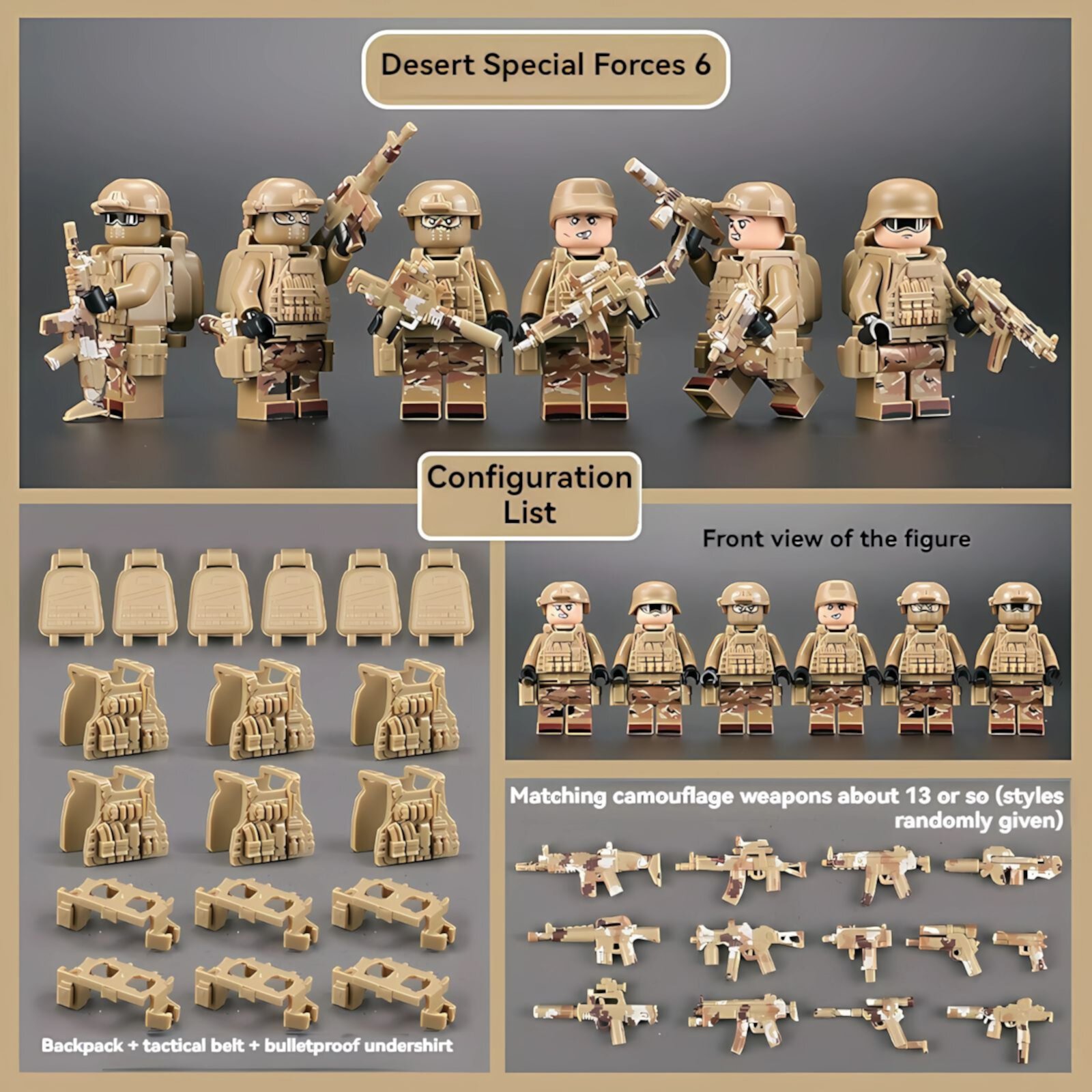 NWJ Military Building Blocks Soldier Set - Desert Special Forces Ghost Police Assembly Toy for Kids NWJ