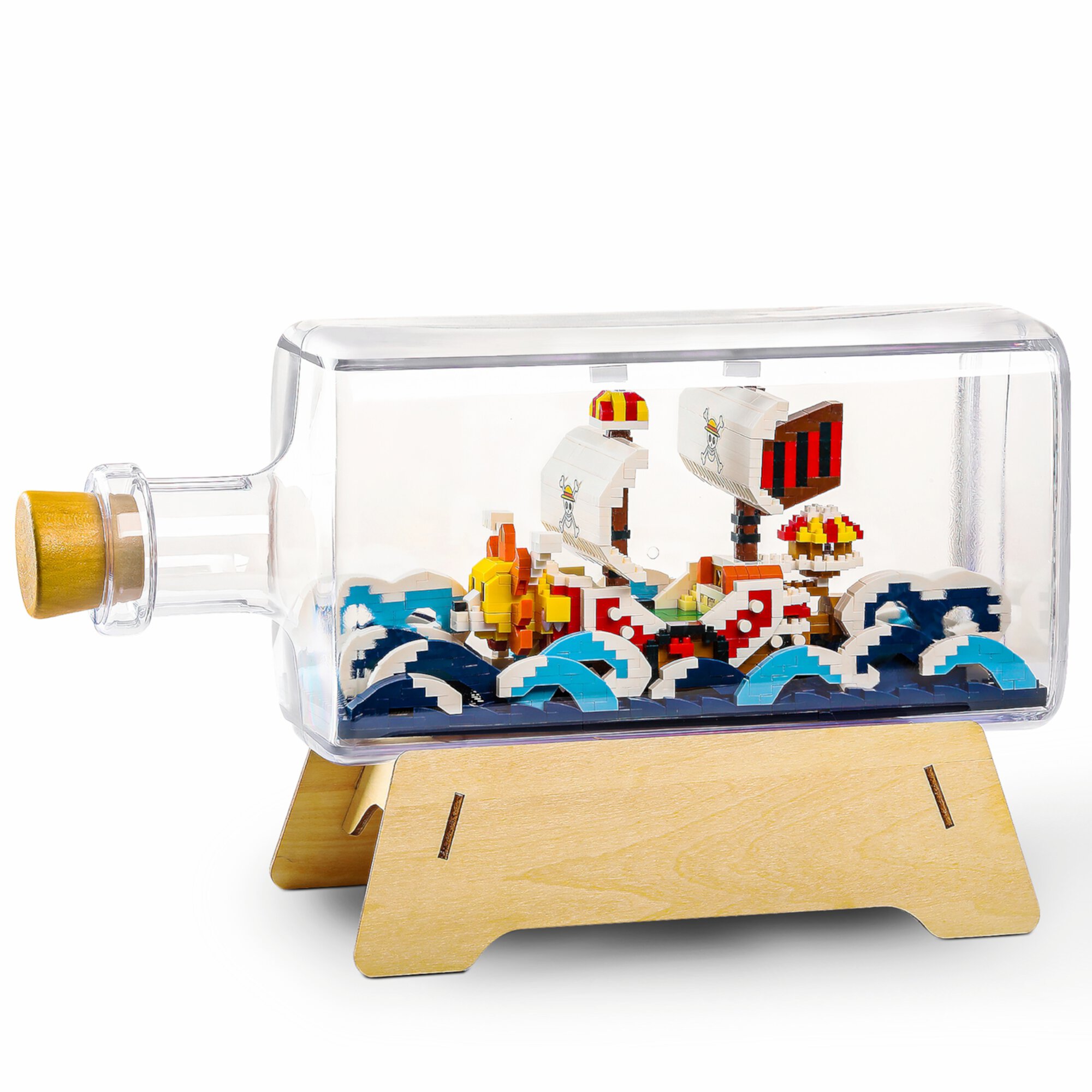 HI-REEKE Pirate Ship Micro Mini Building Block Set 1 Piece Anime Thousand Sunny in a Bottle Toy HI-REEKE