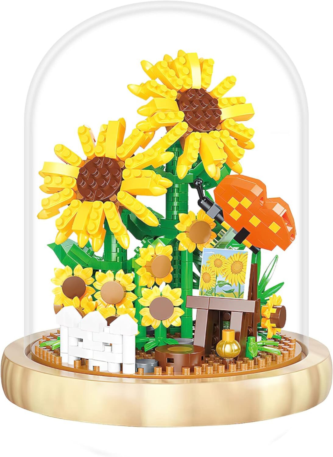 Sunflower Plant Decor Building Set for Adult, Flower Botanical Bonsai Collection Building Blocks Toy Not Compatible with Lego Generic