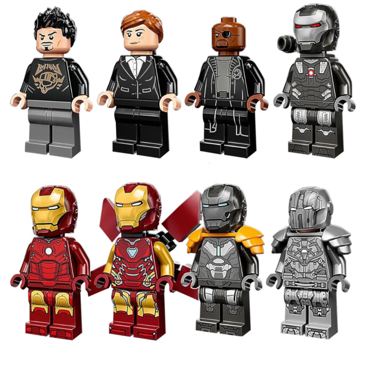 8 Pack Superhero Iron Man armor whiplash strap handheld helmet 8 Assembled Building Block Toys, Wedding Party Cake Decoration Birthday Gift for Boys and Girls Ganavi