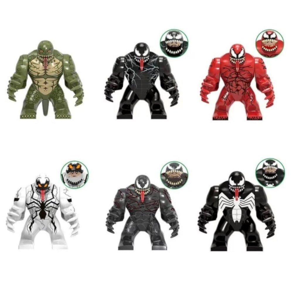 6 PCS Superhero Series Action Figures Building Blocks Toys Set，3 Inches Collectible Venom Lizard Carnage Anti-Venom Riot Minifigures Building Kits for Kids Fans Gift for Birthday, Halloween, Christmas Ganavi