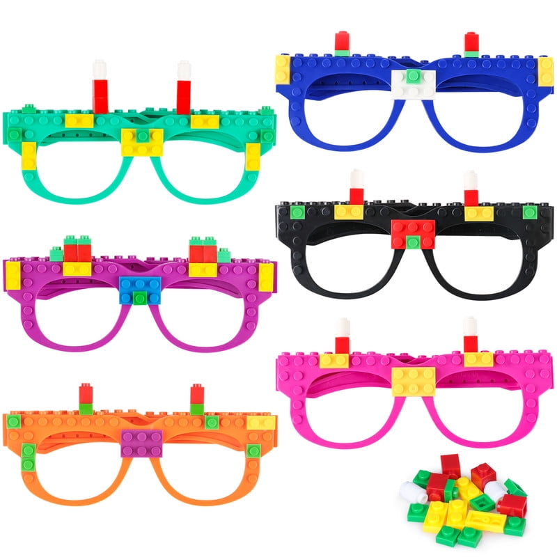 12 Pcs DIY Building Bricks Glasses Building Blocks Games for Kids Creative Building Block Birthday Party Supplies Hxezoc