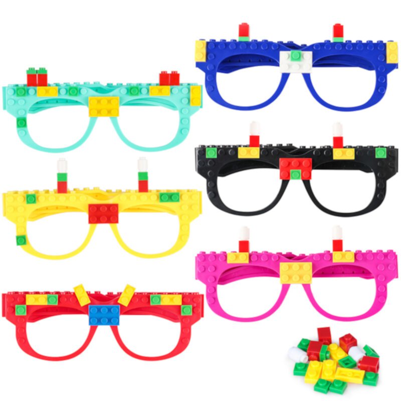 12 Pcs DIY Building Bricks Glasses Building Blocks Games for Kids Creative Building Block Birthday Party Supplies Hxezoc