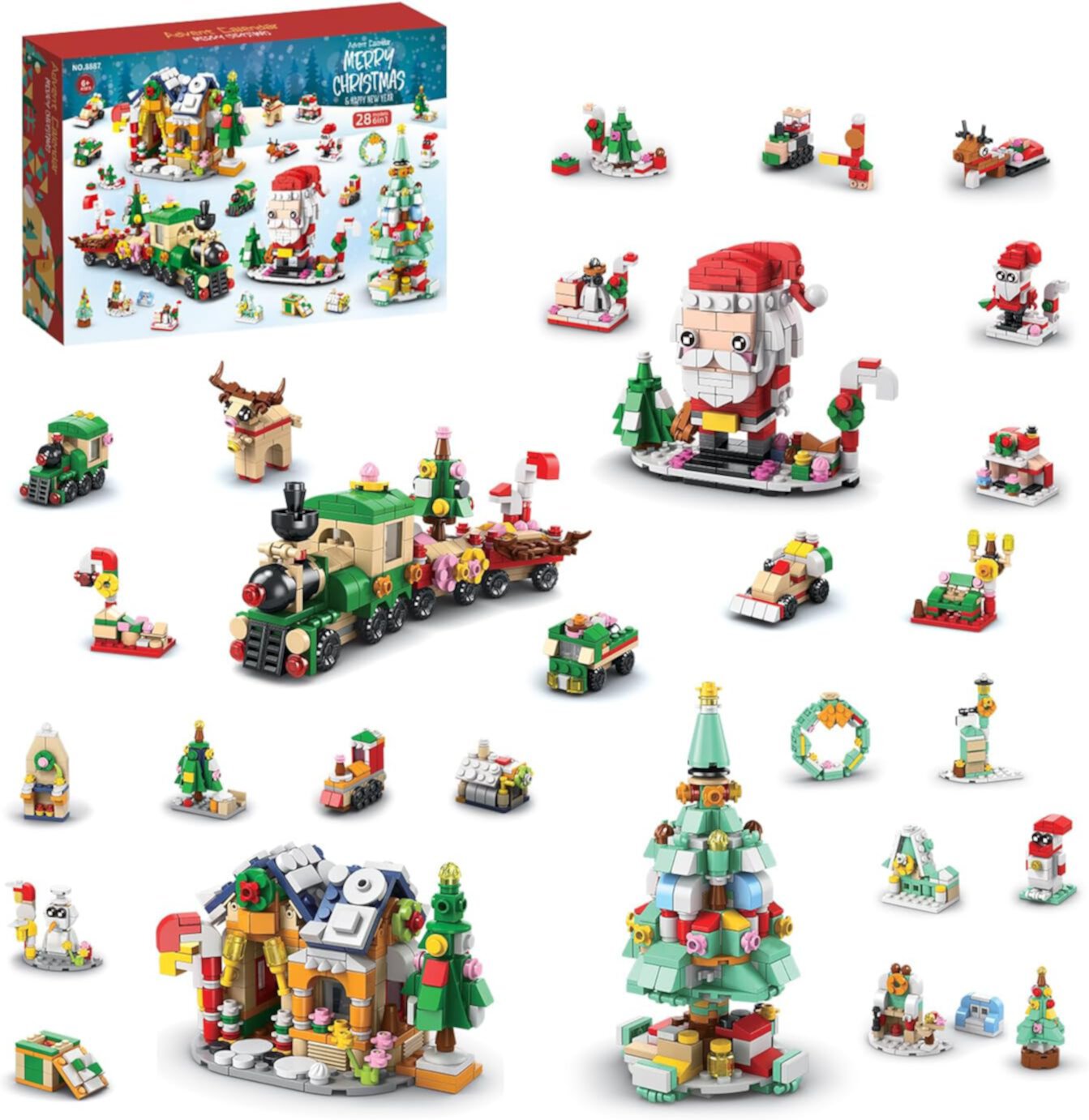 Kids Christmas Building Blocks 24 Days Countdown Calendar Toys for Kids 1210 PCS 6 in 1 Christmas Building Toys, Kids Christmas Gifts Kid Odyssey