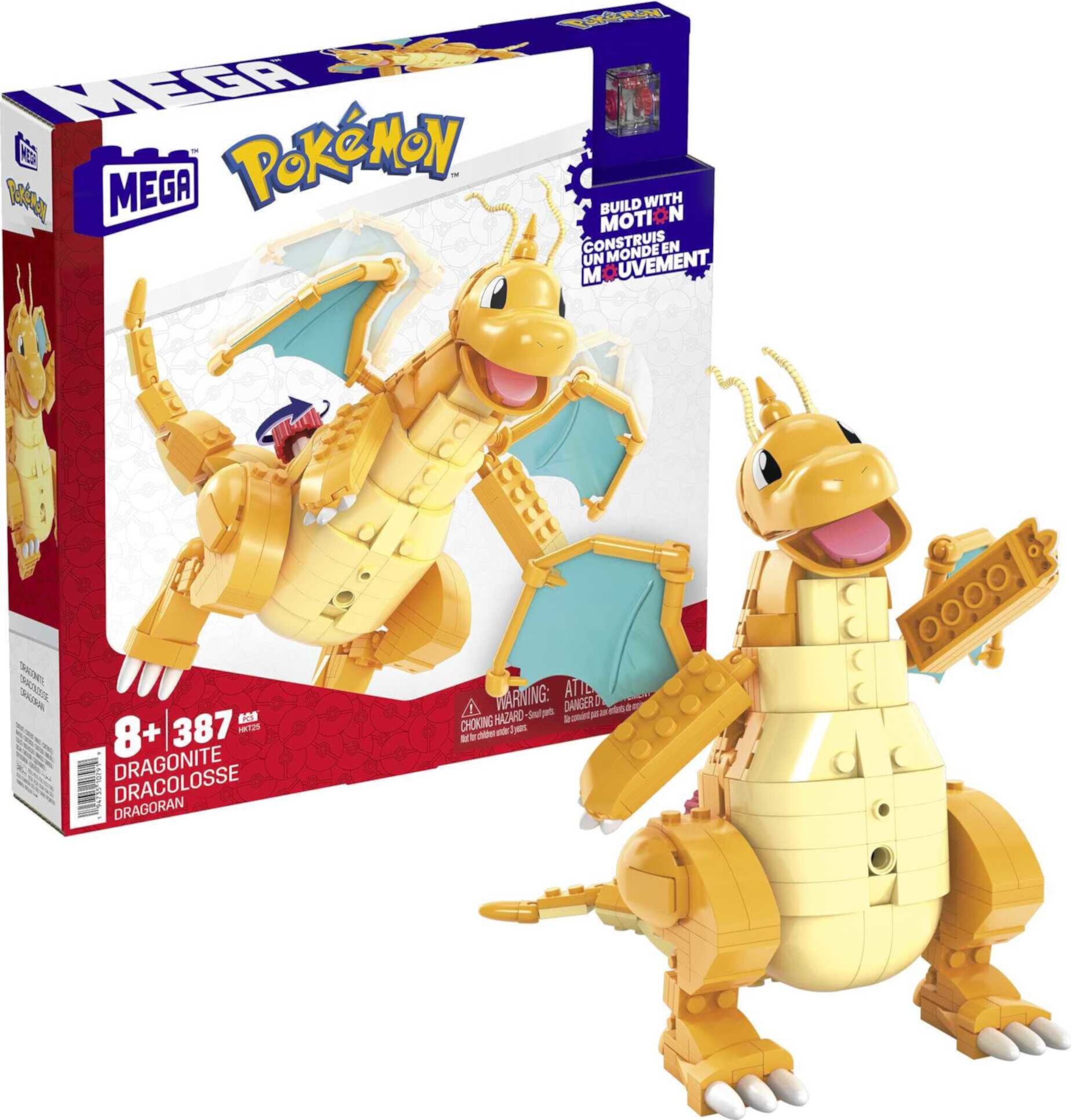 MEGA Pokemon Building Toy Kit Dragonite (388 Pieces) with Motion for Kids Mega