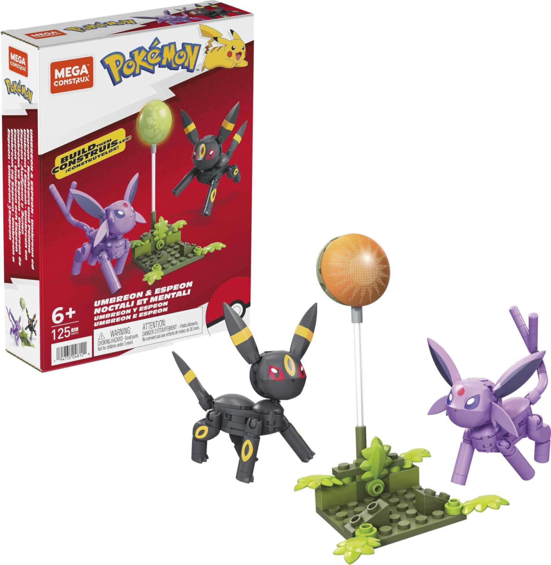 MEGA Pokemon Building Toy Kit Umbreon & Espeon with 2 Action Figures (122 Pieces) for Kids Mega