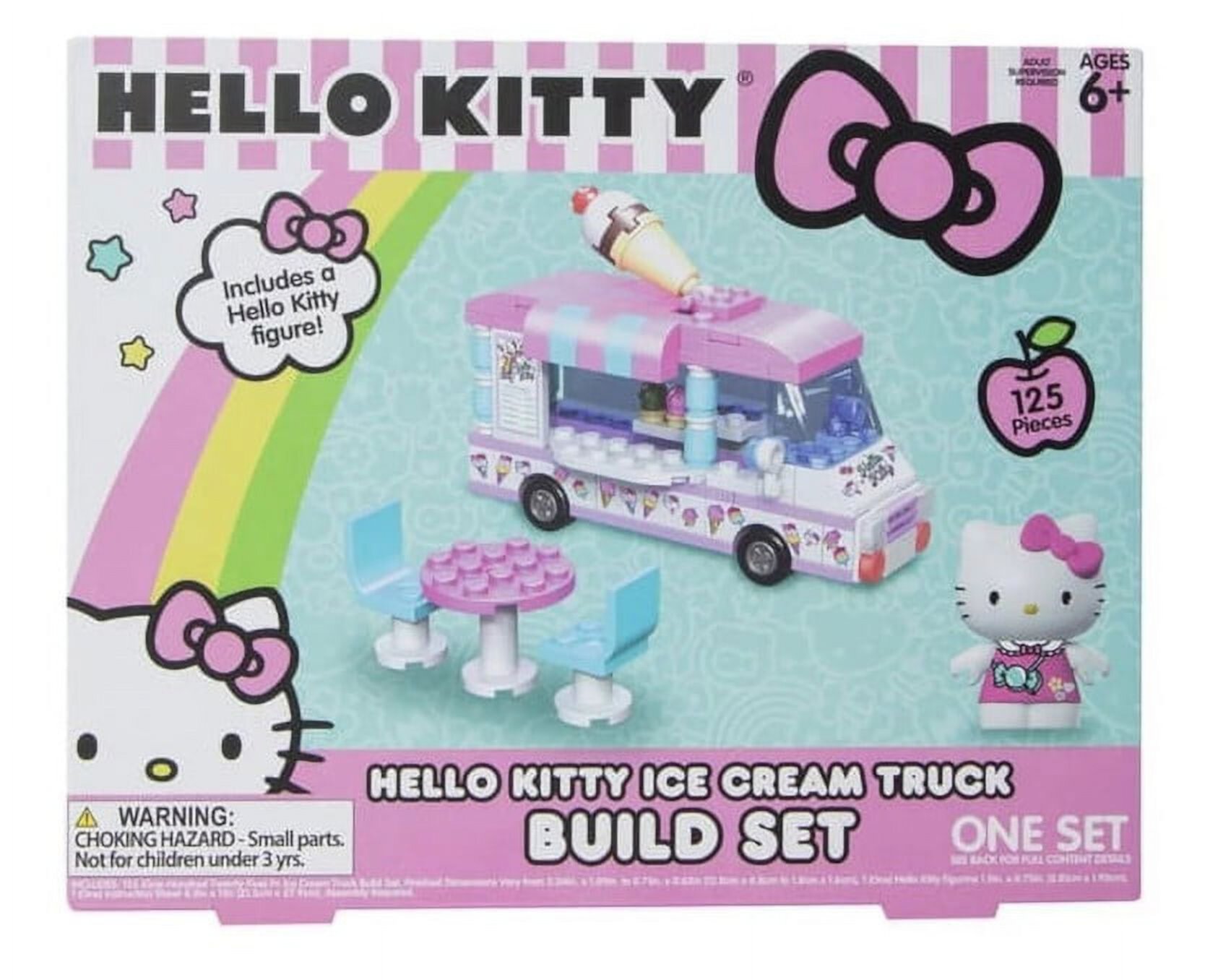 Sanrio Hello Kitty Build Block Building Set & Figure - Ice Cream Truck - 125 Pieces - Age 6+ Sanrio