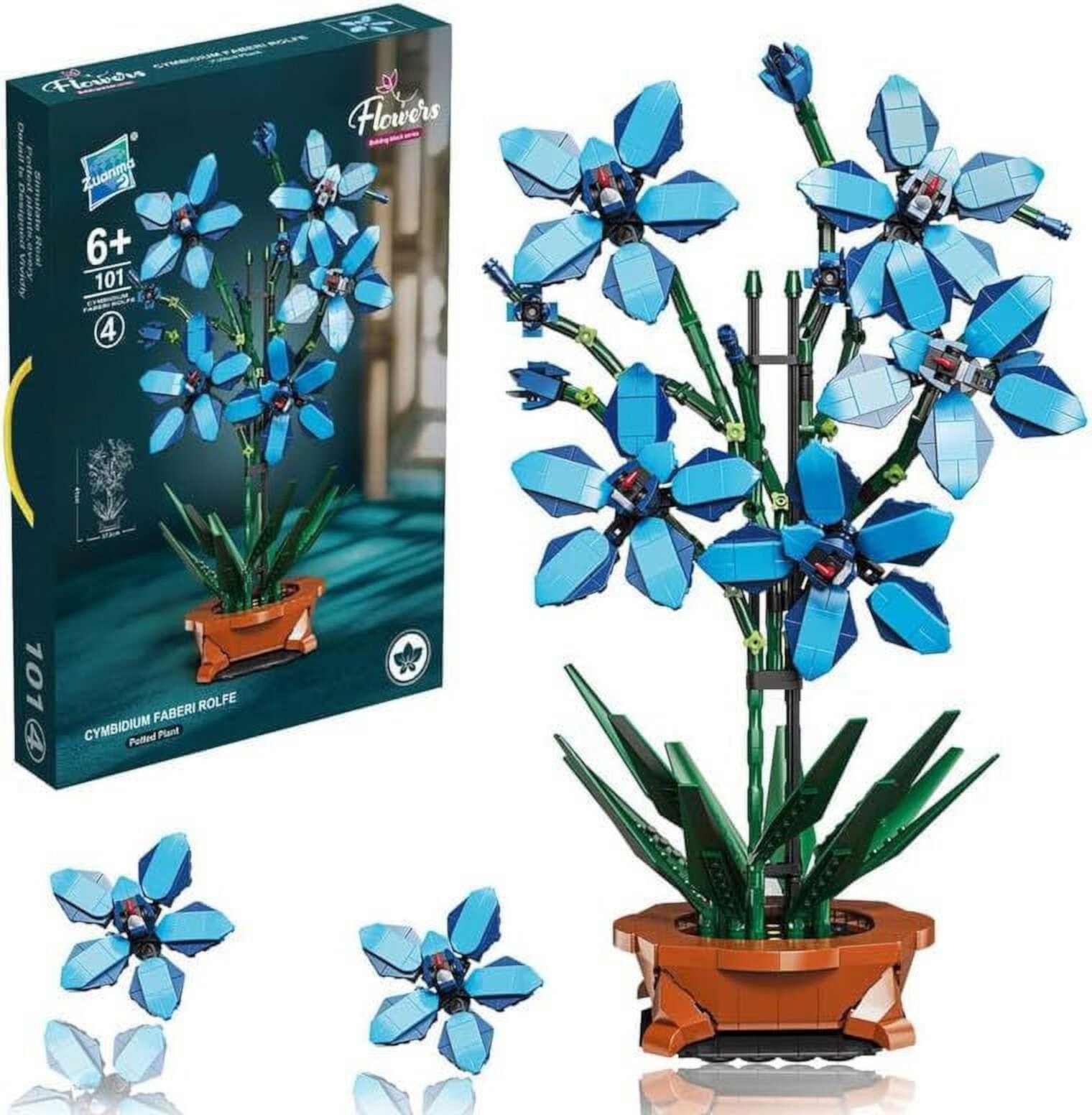 HANMUN Orchid Flower Building Set - 1097PCS Botanical Collection Decoration Toys, Flower Bouquet Construction Building Toy for 6+(Compatible with Lego Set) HANMUN