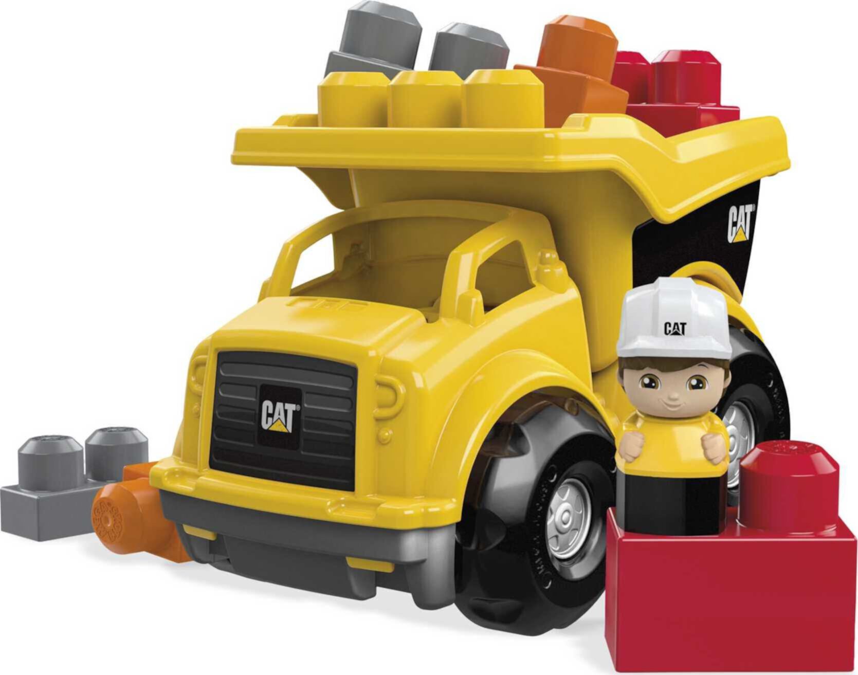 MEGA BLOKS Cat Building Toy Blocks Lil Dump Truck (7 Pieces) Fisher Price for Toddler, Plastic Mega Bloks