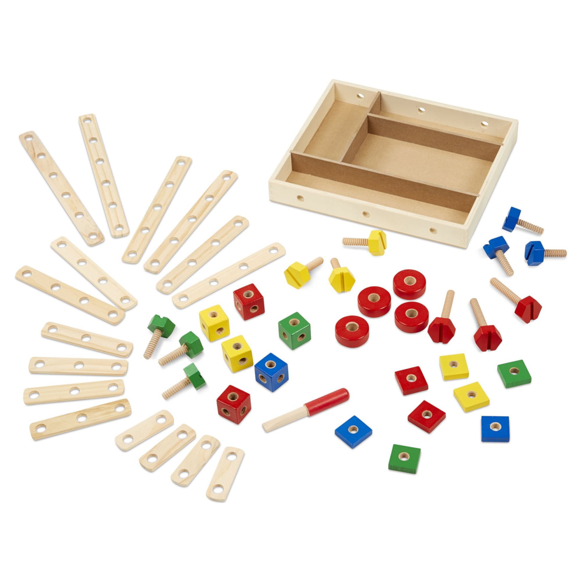 Melissa & Doug Wooden Construction Building Toy Play Set in a Box, Developmental Educational Toy (48 pcs) Melissa & Doug