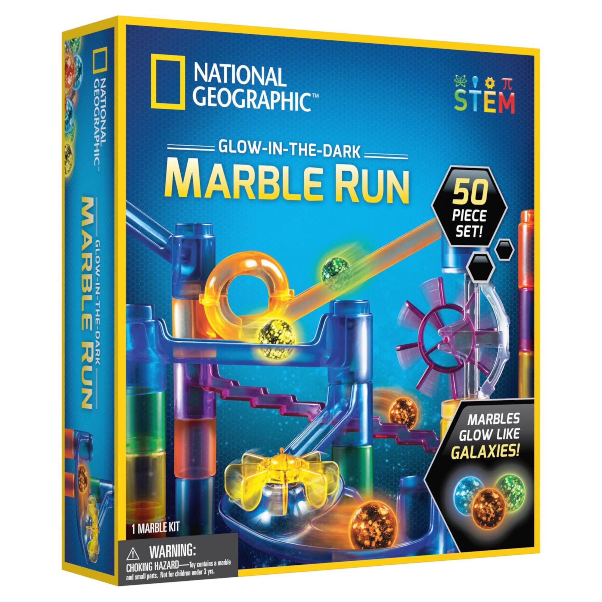 National Geographic Kids Stem Series Glowing Marble Run, 50-Piece Set for Child or Teen 8 Years & up National Geographic