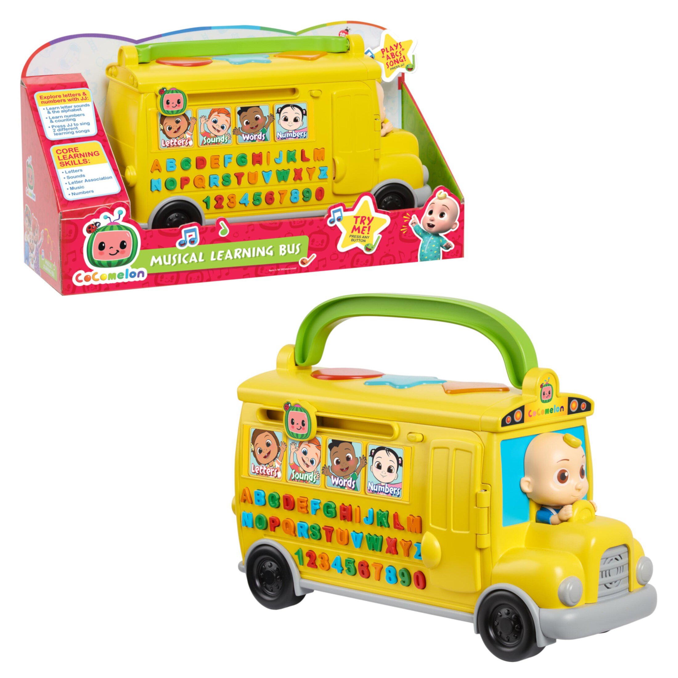 CoComelon Musical Learning Bus, Number and Letter Recognition, Phonetics, Yellow School Bus Toy Plays ABCs and Wheels on the Bus, Kids Toys for Ages 18 month CoComelon