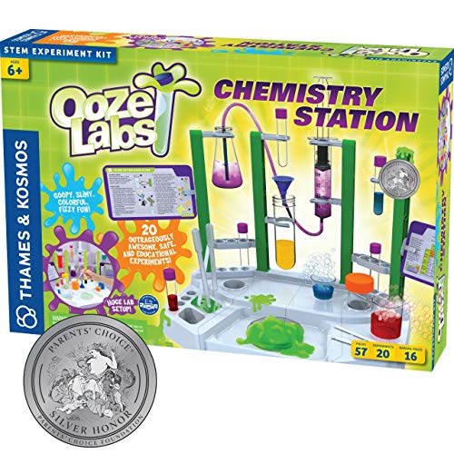 Thames & Kosmos Ooze Labs Chemistry Station Science Experiment Kit, 20 Non-Hazardous Experiments Including Safe Slime, Chromatography, Acids, Bases & More, Multi-Color Thames & Kosmos