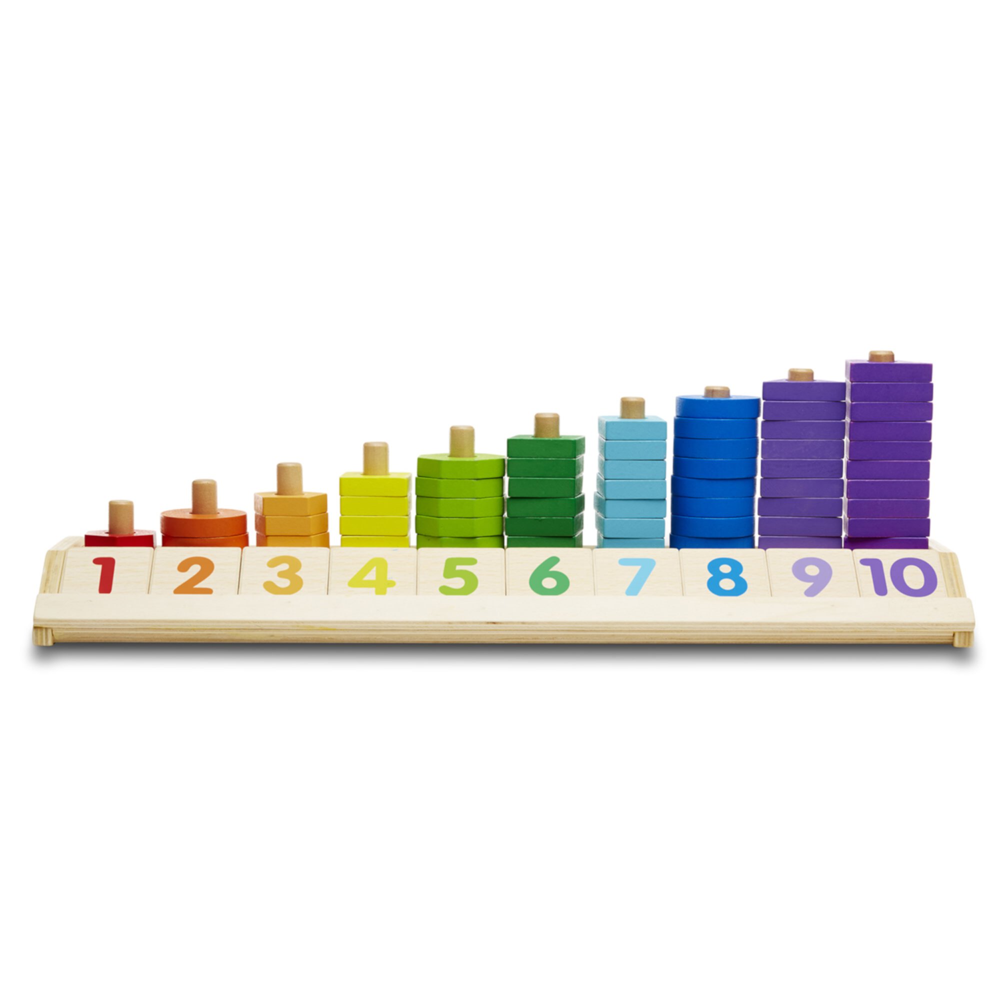 Melissa & Doug Counting Shape Stacker - Wooden Educational Toy With 55 Shapes and 10 Number Tiles Melissa & Doug