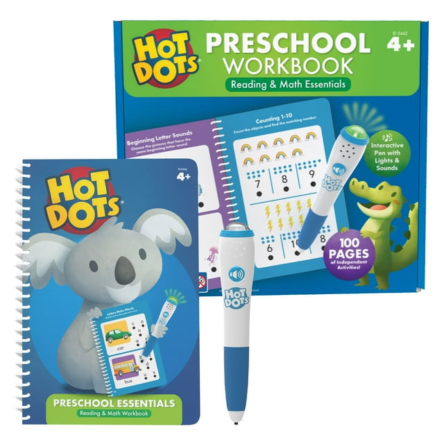 Educational Insights Hot Dots Preschool Interactive Math & Reading Workbook Set, Ages 4+ Educational Insights