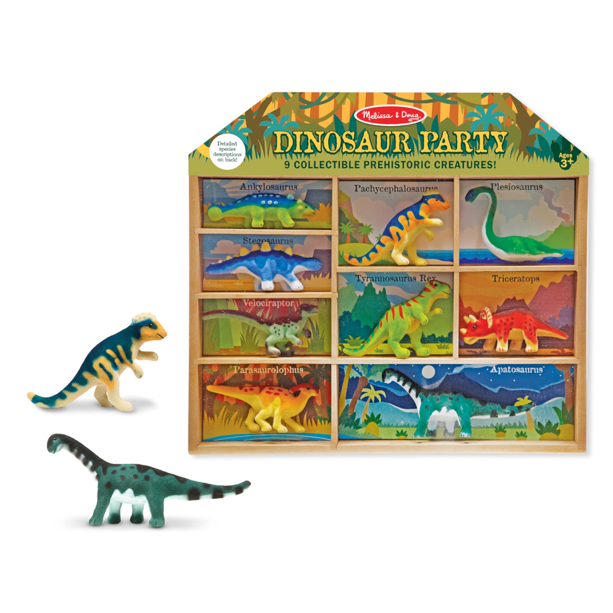 Melissa & Doug Dinosaur Party Play Set - 9 Collectible Miniature Dinosaurs in a Case Melissa & Doug