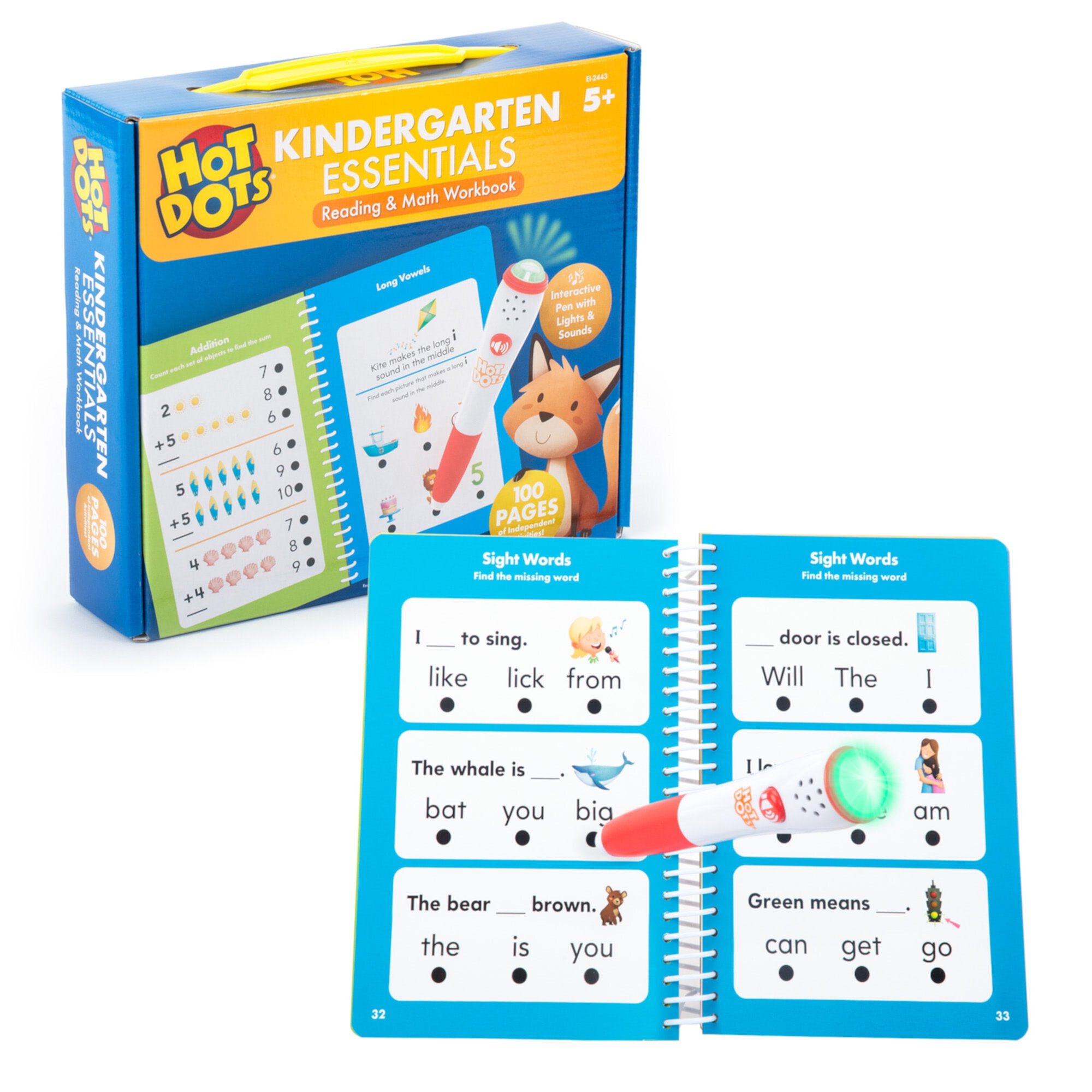 Educational Insights Hot Dots Interactive Kindergarten Reading & Math Workbook Set, Kindergarten Workbooks, Toys for Ages 5-7 Educational Insights