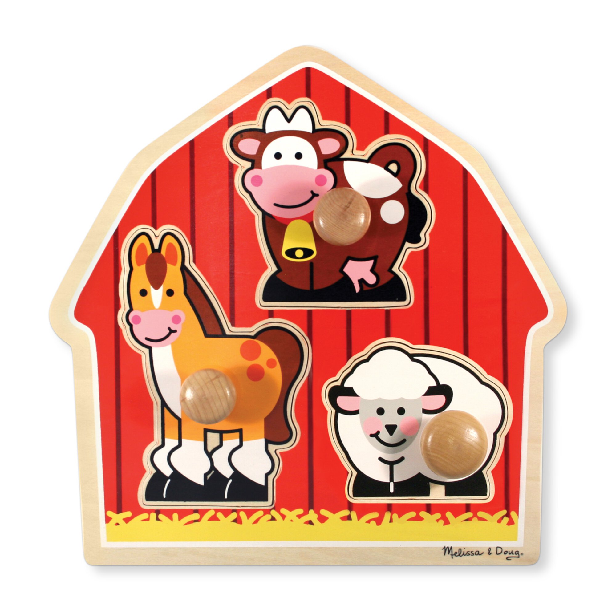 Melissa & Doug Barnyard Animals Jumbo Knob Wooden Puzzle - Horse, Cow, and Sheep Melissa & Doug