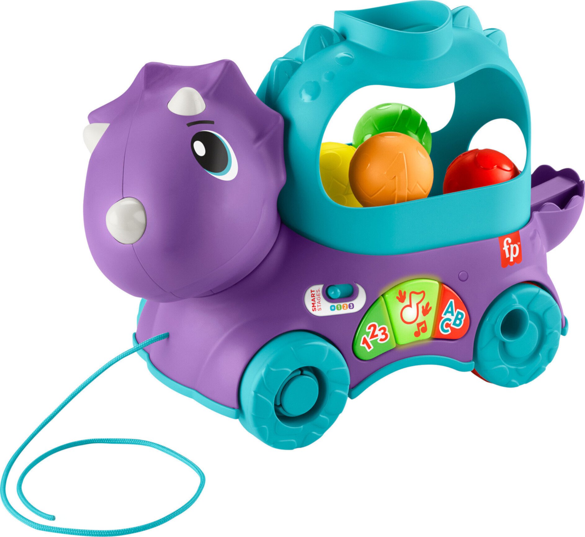 Fisher-Price Poppin’ Triceratops Dinosaur Interactive Musical Learning Toy for Ages 12 to 36 Months, 4 Balls Fisher-Price