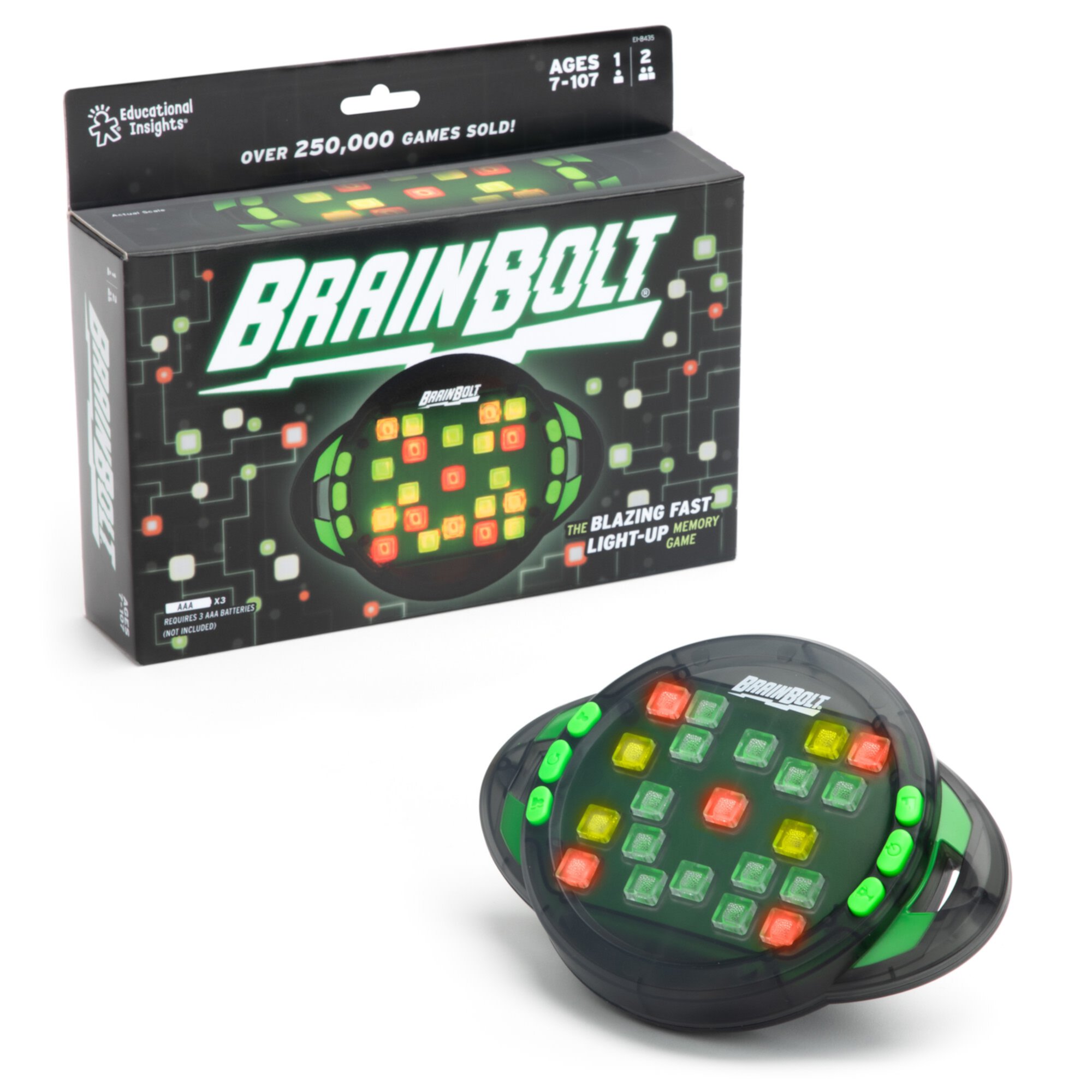 Educational Insights BrainBolt Brain Teaser Memory Game with Lights, Timer, 2-Player & Advanced Modes, Great Gift for Parties for Kids Teens & Adults Ages 7 to 107 Educational Insights