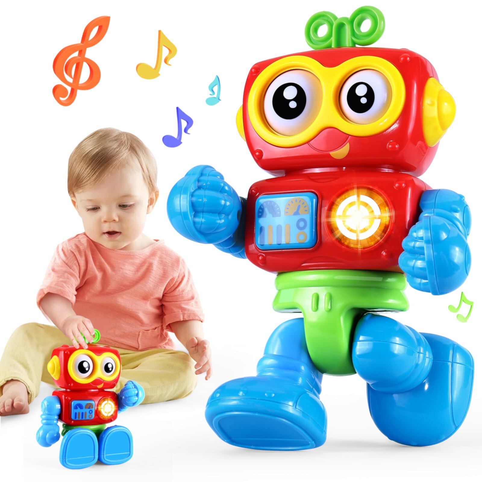 Yerloa Toys for 1 Year Old Boy Birthday, Robot Baby Toys 12+ Months Boy, Musical Toys Learning Toys for Toddlers 1 2 3 Year Old Boy Birthday Chirstmas Gift for Girls Boys Yerloa