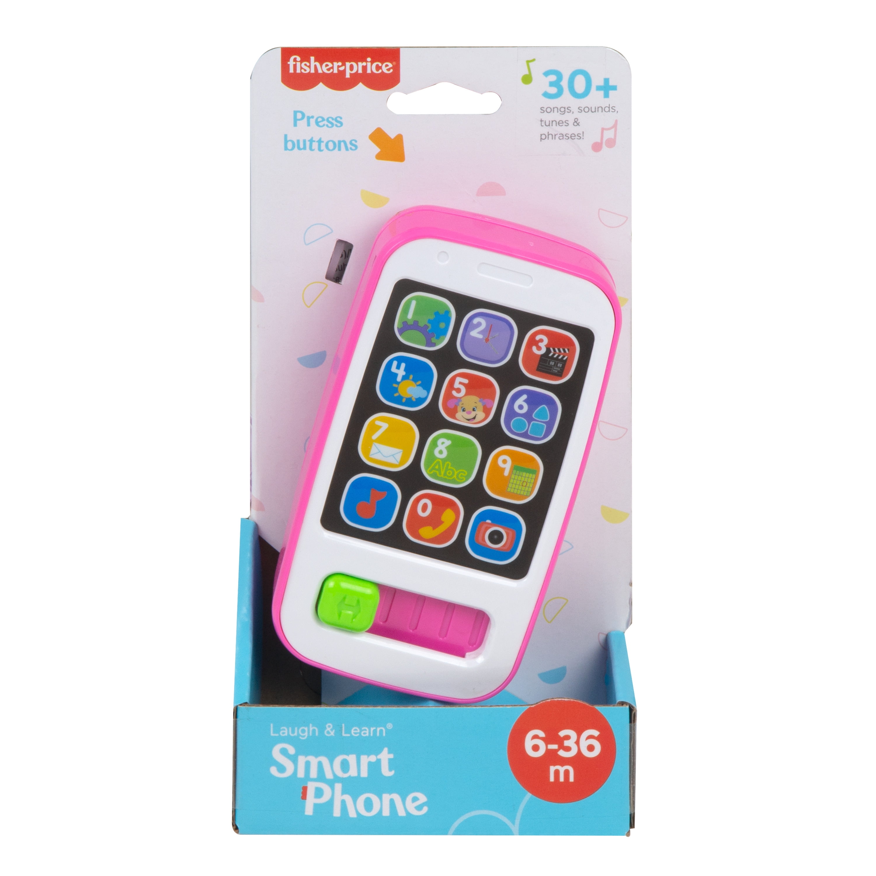 Fisher-Price Laugh & Learn Smart Phone Electronic Baby Learning Toy with Lights & Sounds, Pink Fisher-Price