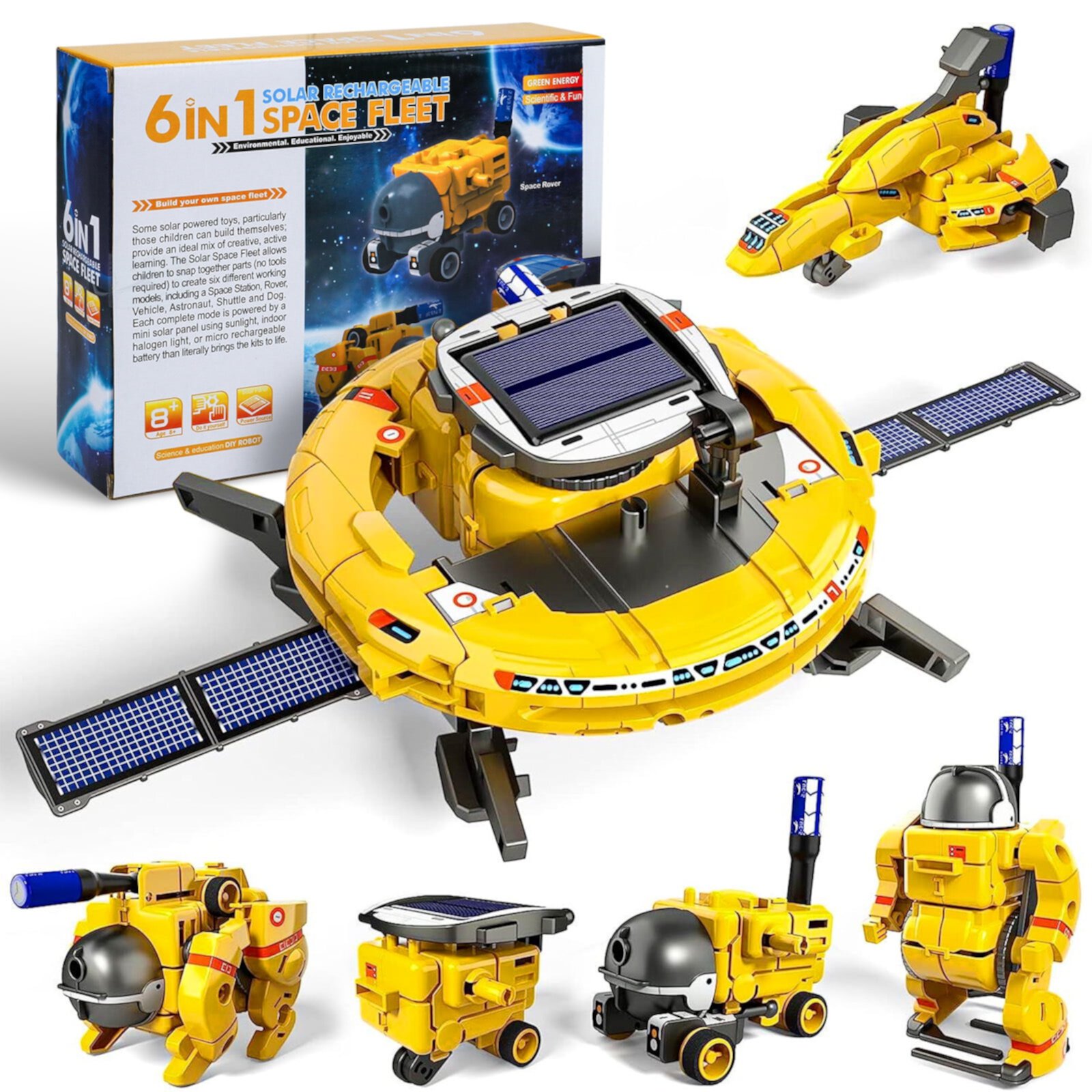 Beefunni STEM Toys 6-in-1 Space Solar Robot Kit,Educatoinal Learning Science Building Toys Gift for Kids Age 8 and Up Beefunni