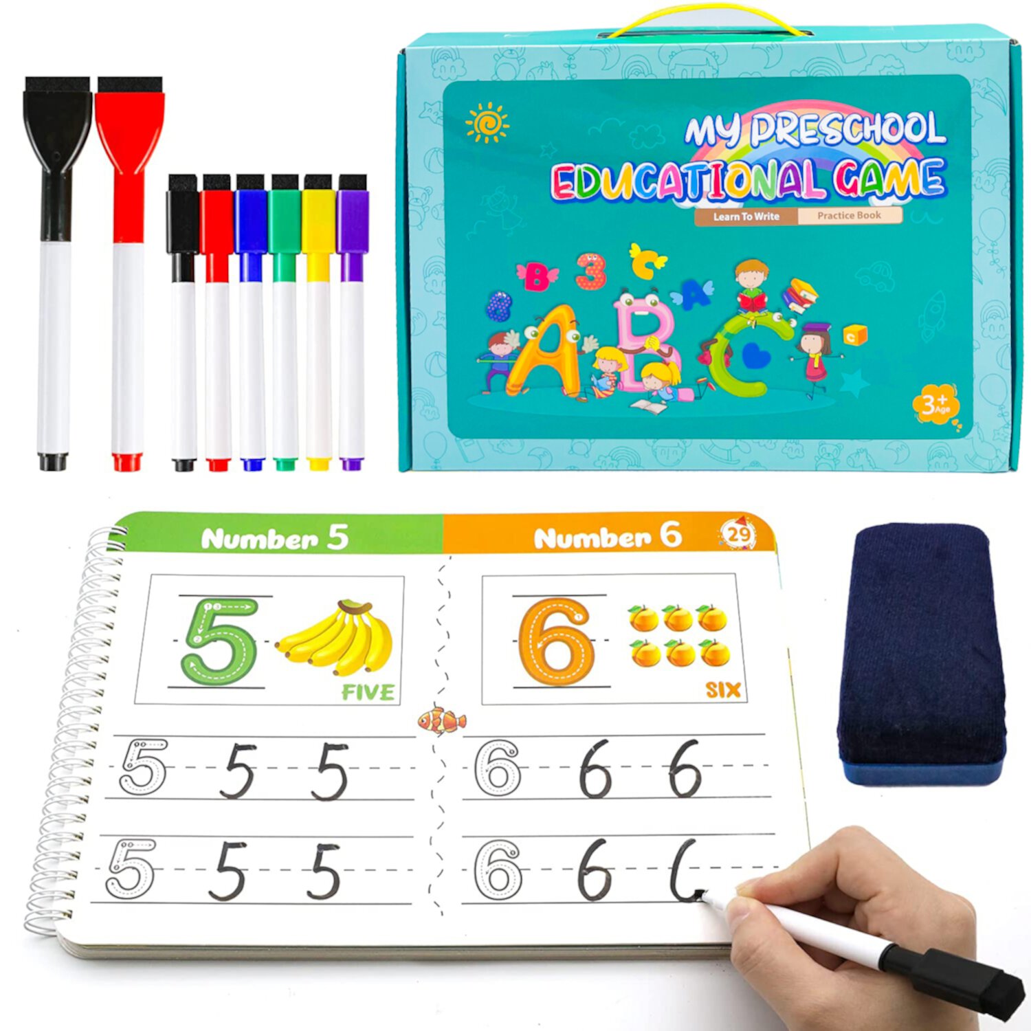 Handwriting Practice Book for Kids, Toddlers Preschool Educational Learning Toys for Girls Boys 3-6 Years Suorfoxs