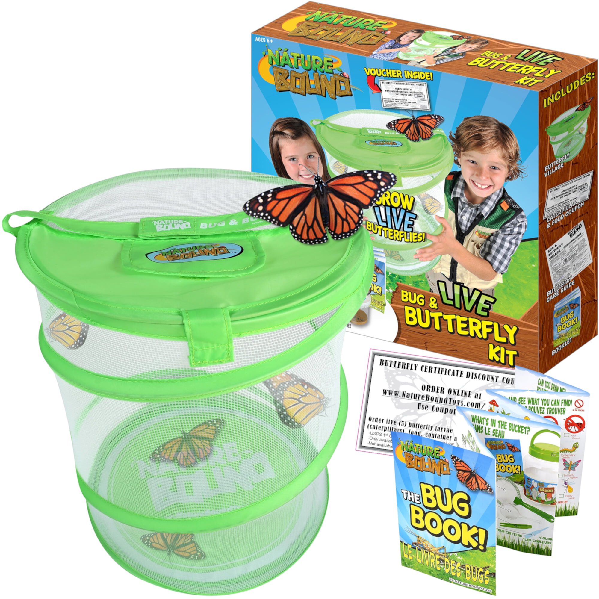 Nature Bound Butterfly Growing Habitat Kit - With Discount Voucher to Redeem Live Caterpillars for Home or School Use Nature Bound