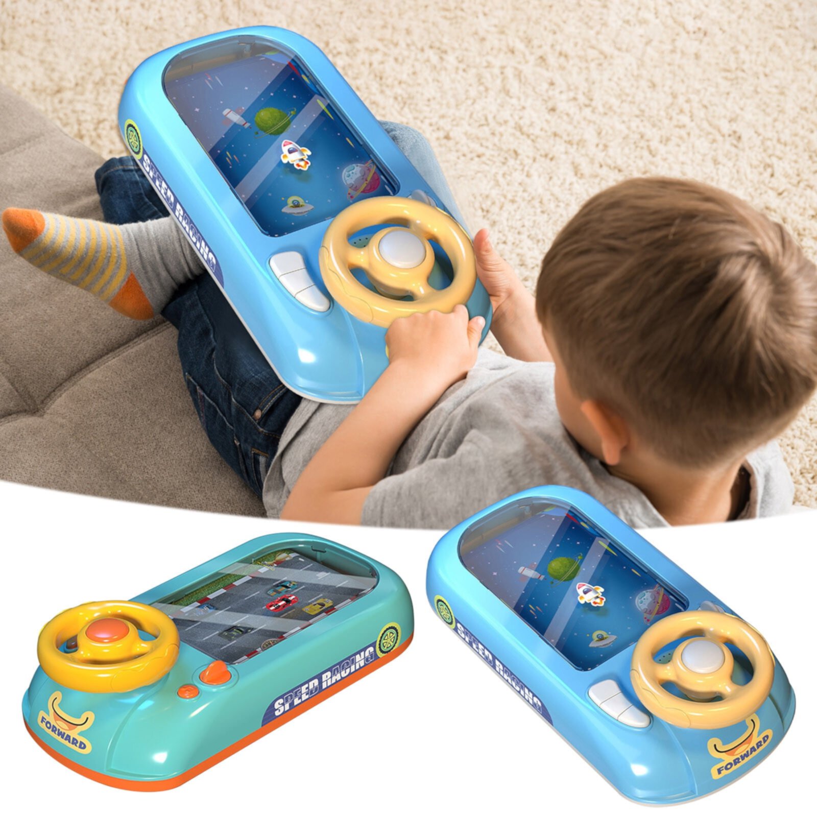 Apmemiss Toddler Bath Toys Clearance Children's Steering Wheel Simulation Driving Toy Puzzle Electric Desktop Game Machine To Avoid Racing Car Break Through the Big Adventure Puzzle Toy Apmemiss