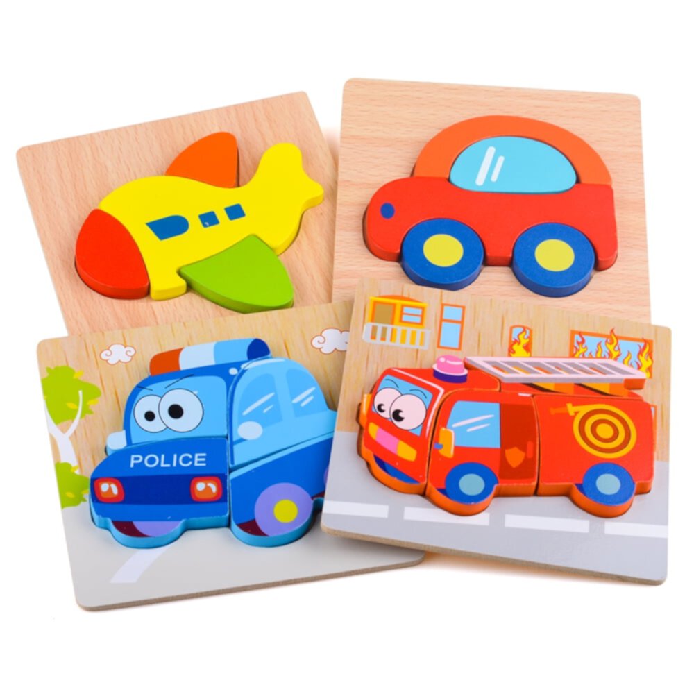 Dream Fun Toddler Wooden Puzzles for 1 2 3 4 Years Old Boys Girls, Baby Montessori Toys Birthday Gift Age 1-3 4 Vehicle Traffic Shape Jigsaw Educational Toys for Kids Dream Fun