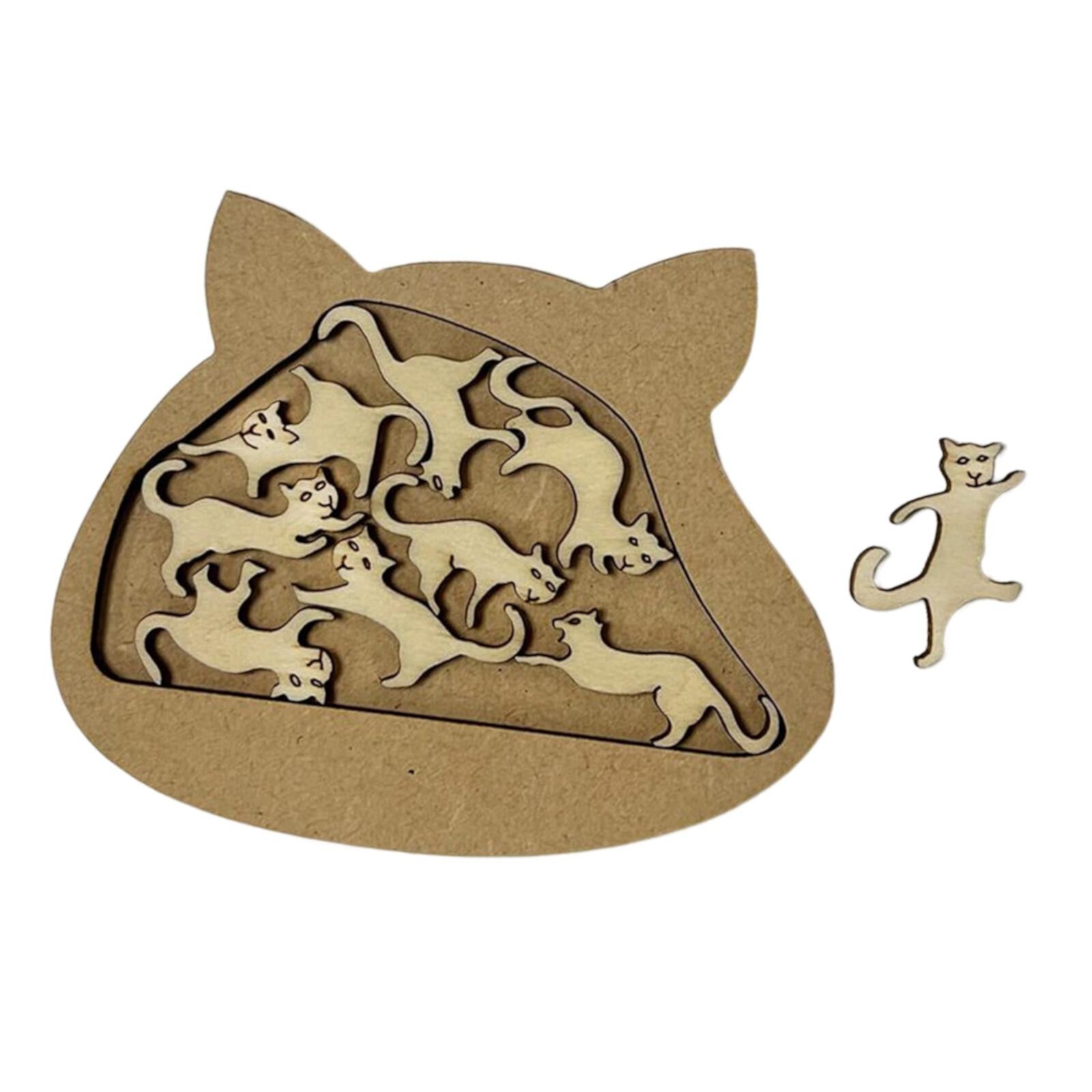 Cat 3D Wooden Puzzle Toy Montessori Toys Challenging Puzzle Problem Solving Jigsaw Puzzle Toy Wooden Jigsaw Puzzles for Girls Boys Toddlers cute cat PETSOLA