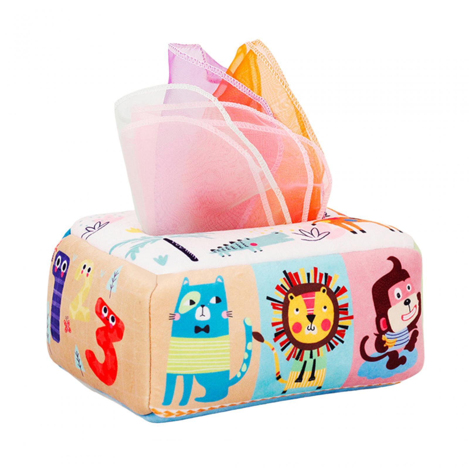 Infant Tissue Box Toy Soft High Contrast Baby Toys Montessori Toys Development with 10 Colorful Scarves Sensory Toys for Kids Great Gifts Style A Hellery