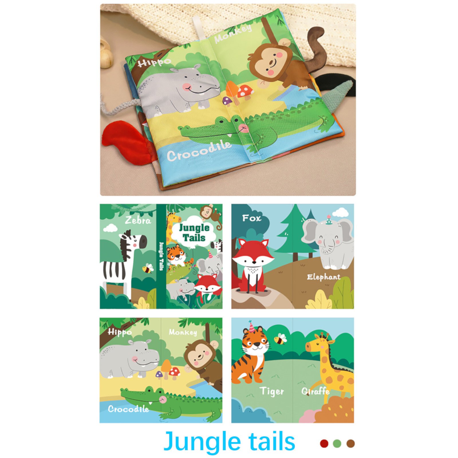 Baby Toys 0-6 Months - Montessori Toys for Babies 0-3-6-9-12-18 Months,Infant Newborn Tummy Time Toys Touch Feel Book Learning Sensory Toys,Baby Books,Easter Gifts Toys for Babies(Jungle) Hzrsly