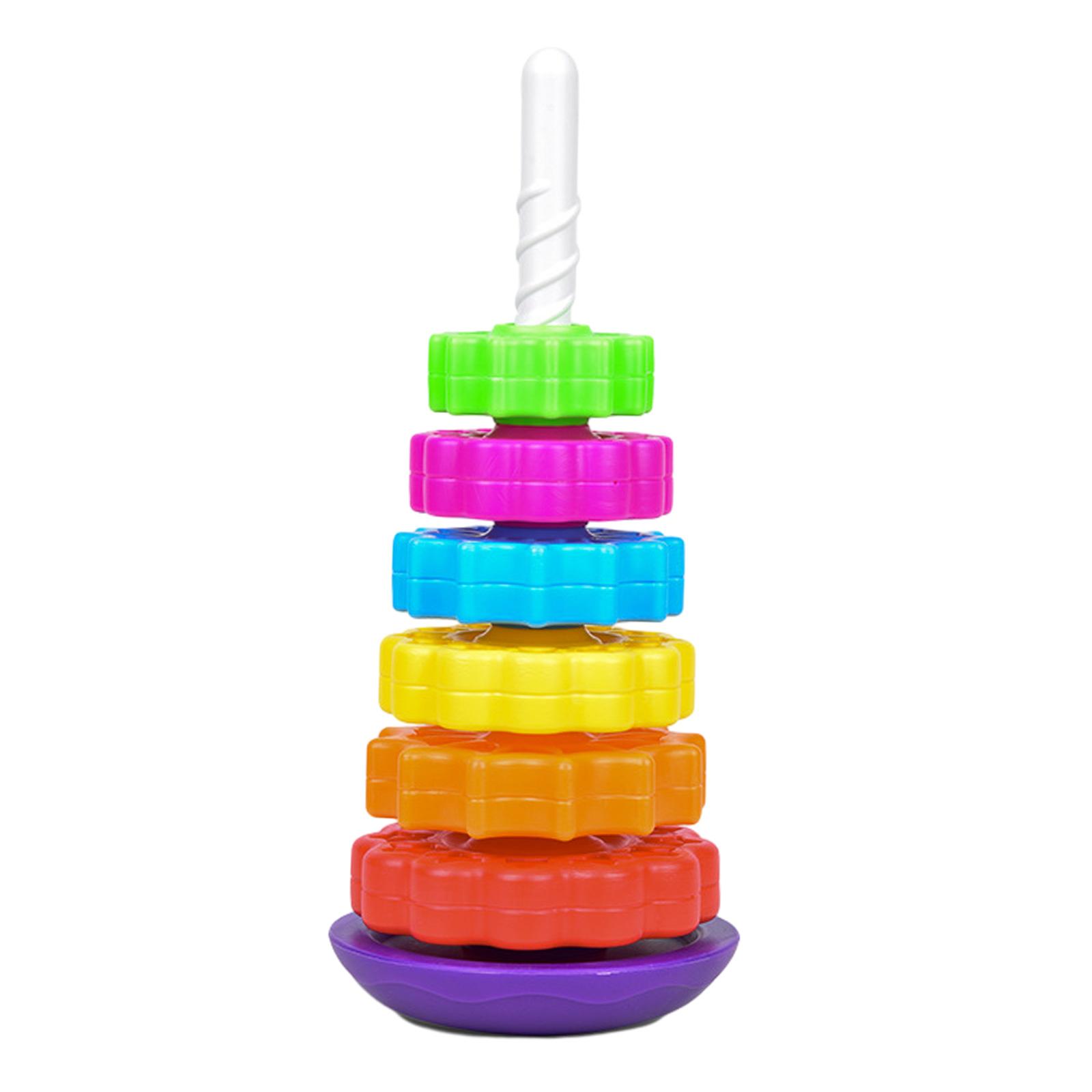 Hellery Baby Rotating Stacking Toys, Montessori Toys, Classic Interesting Rainbow Wheel Toy, Rainbow Rings Stacker for Festivals Gift Hellery