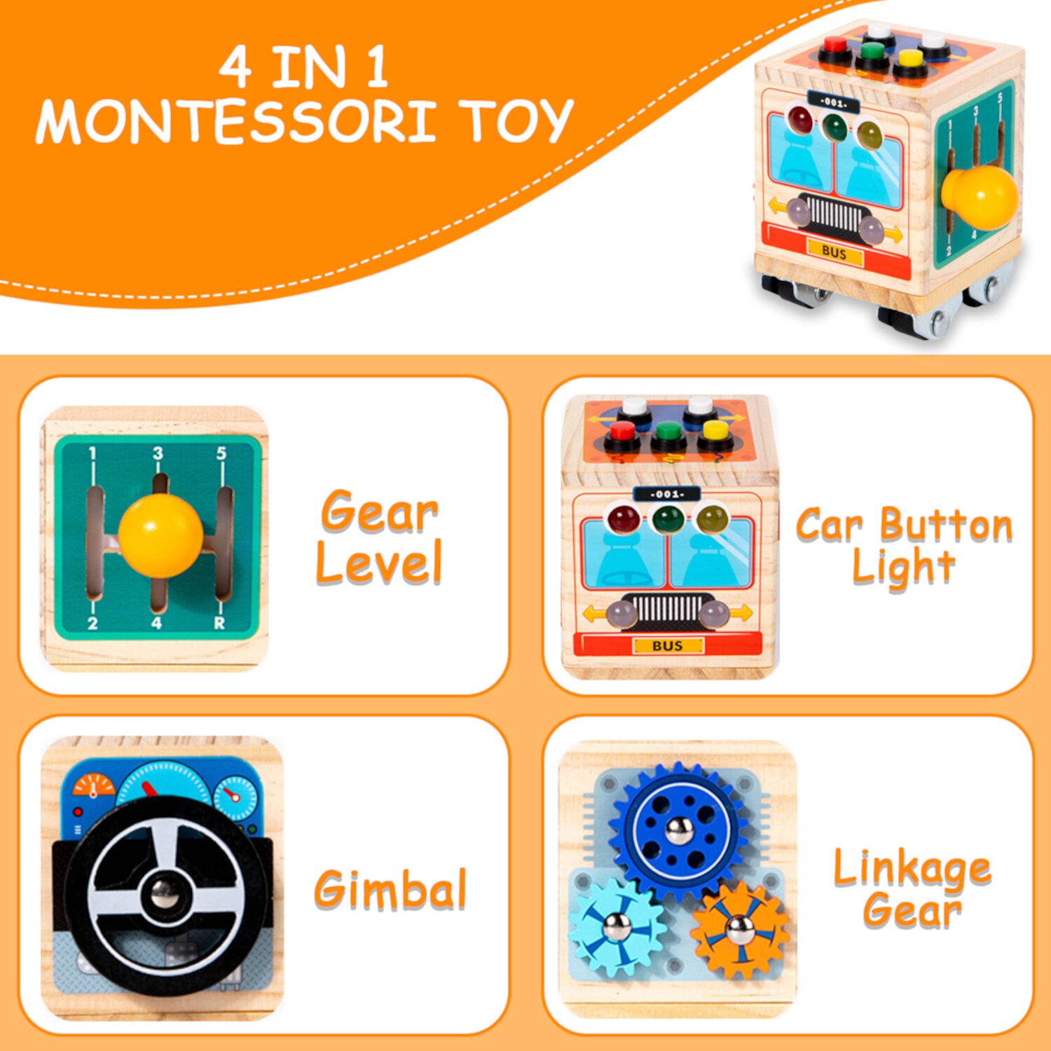 Style-Carry Montessori Toys, Sensory Busy Cube, Toy for Toddlers 1-3, Learning Toys for 1 2 3 Year Old Boys Girls, Christmas Birthday Gifts Travel Toy Style-Carry