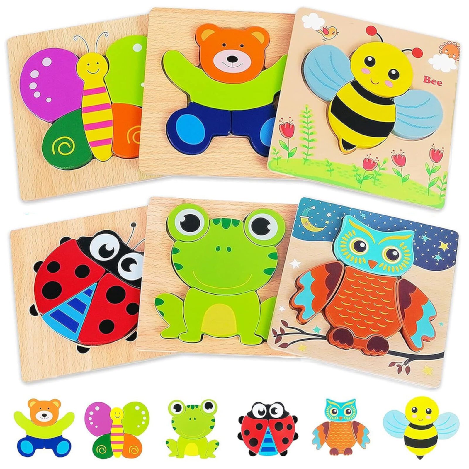 LOOIKOOS Wooden Puzzles for Toddlers Ages 1-3, 6 Pack Transport Puzzle Montessori Toys for 1 2 3 Years Old Girls Boys Baby Kids Puzzle Learning Educational  Birthday Gifts Toys(Transport) LOOIKOOS