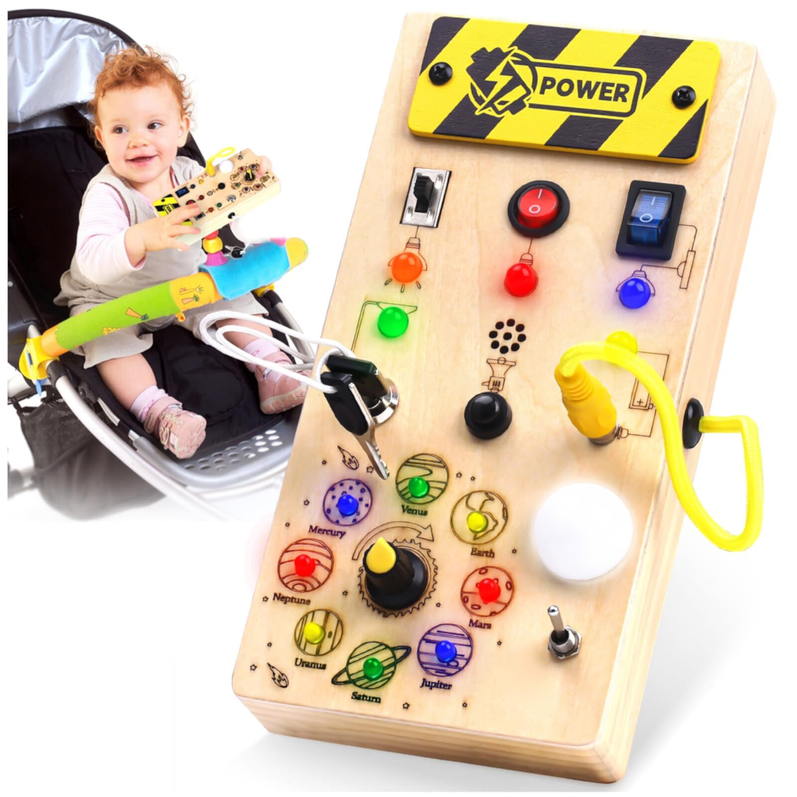 Montessori Toys for 1 2 3 Year Olds, Busy Board for 1-4 Year Old Toddlers Wooden Sensory Toys for Autistic Babies Kids Educational Learning Travel Toys Baby Present Gifts for 1-3 Year Old Boys Girls Dream Fun