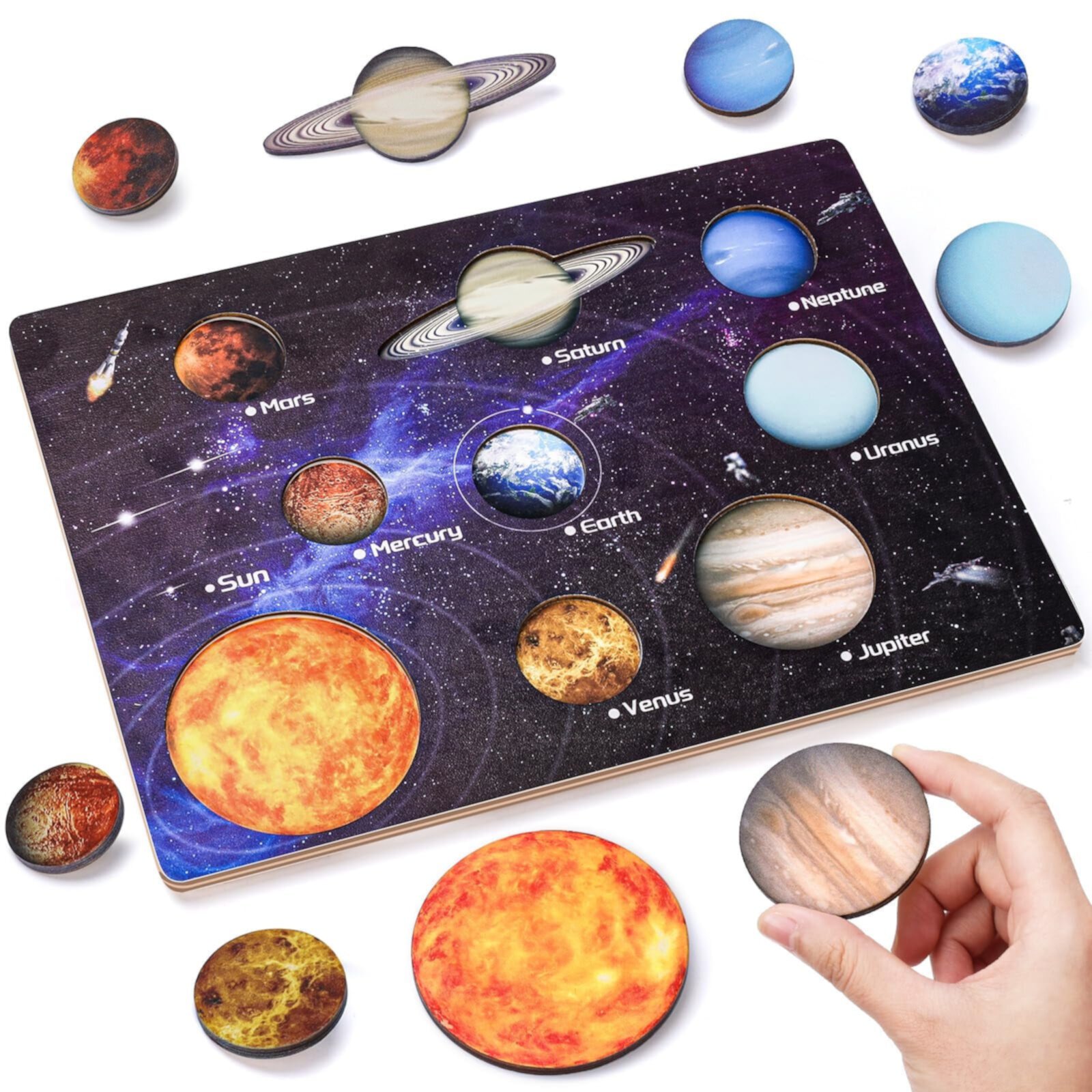 Solar System for Kids 6-12 Birthday Gifts Toys for 3-4-5-6 Year-Old Boys Girls Planet Toys Montessori Wooden Puzzle Toys for 4 5 6 Year Old Boys Girls Learning Educational Space Toys for Toddler Pearoft