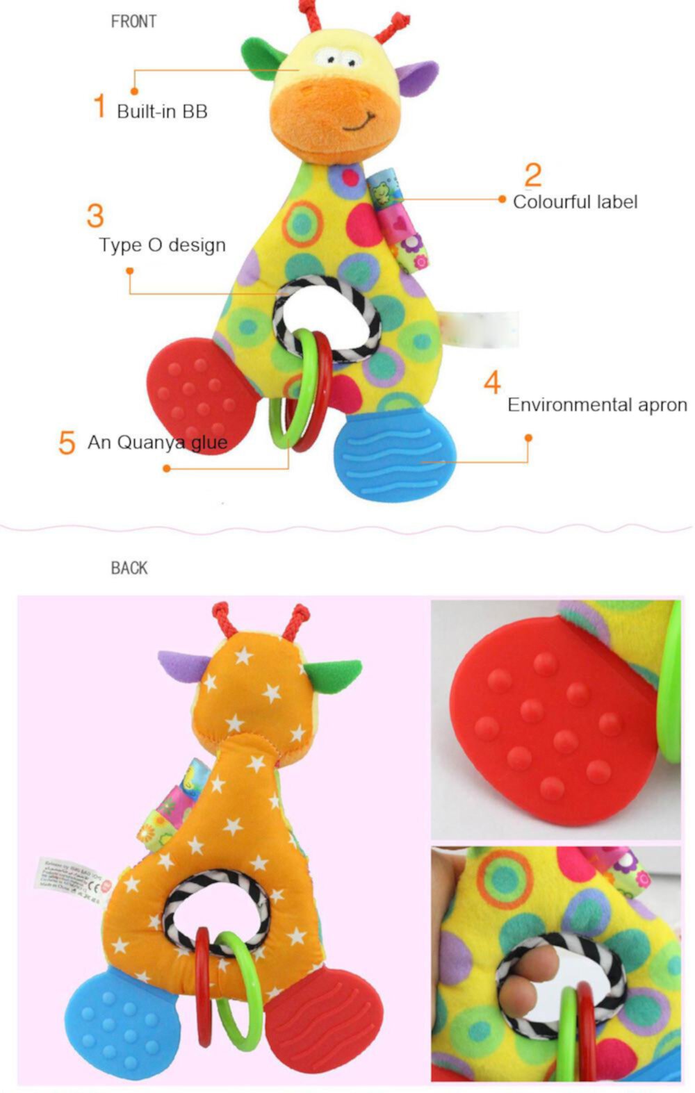 SDJMa Baby Toys for 3 6 9 to 12 Months, Infant Toys Soft HandHolding Rattle Crinkle Sensory Learning Toys Newborn Plush Animal Rattle Toys with Teether for Baby Boys Girls SDJMA