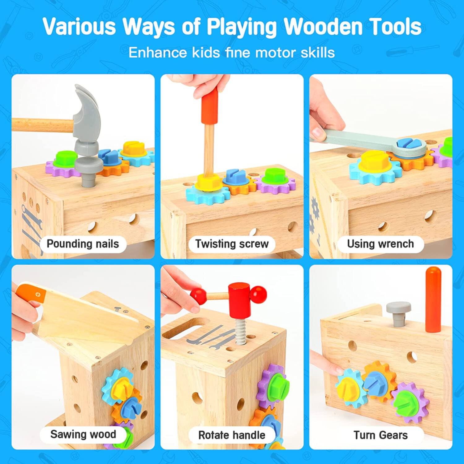 Wooden Tool Set for Kids 2 3 4 5 Year Old, 29Pcs Educational STEM Toys Toddler Montessori Toys for 2 Year Old Construction Preschool Learning Activities Gifts for Boys Girls Age 2-4 1-3 ANTIC DUCK